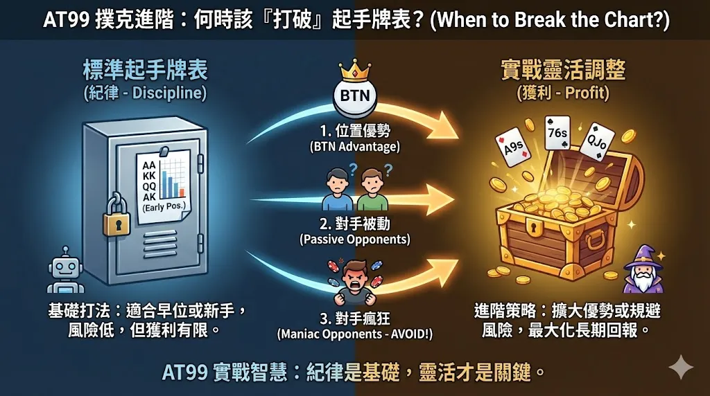 德州撲克翻牌前（Preflop）策略進階：為什麼「照表打」的人，最後還是會輸？