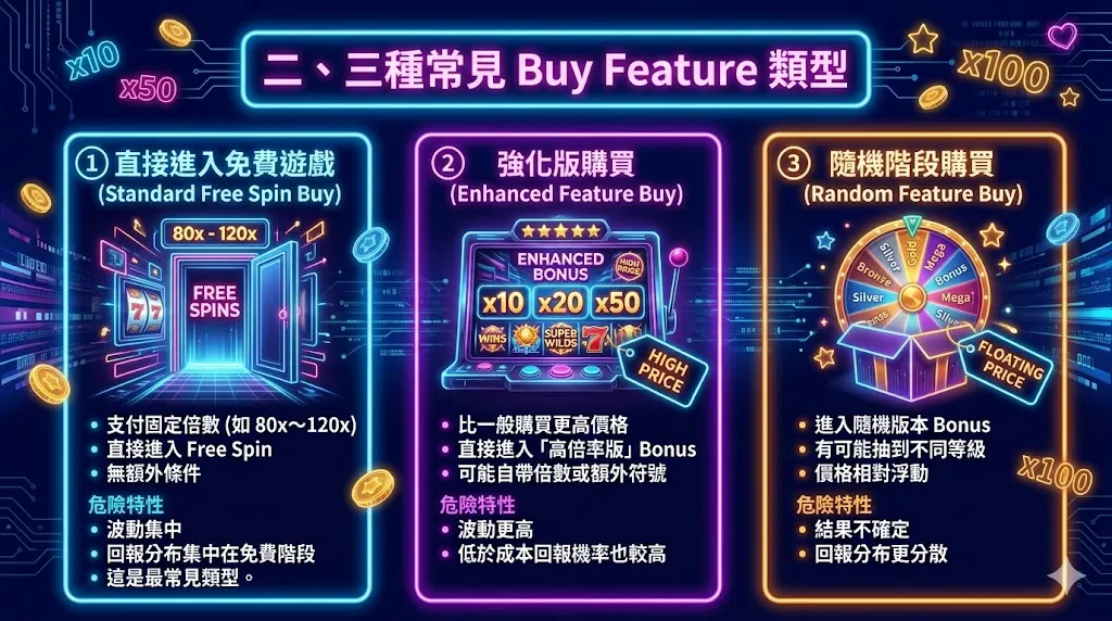 Buy Feature 有哪幾種？老虎機購買功能類型差異與風險結構解析