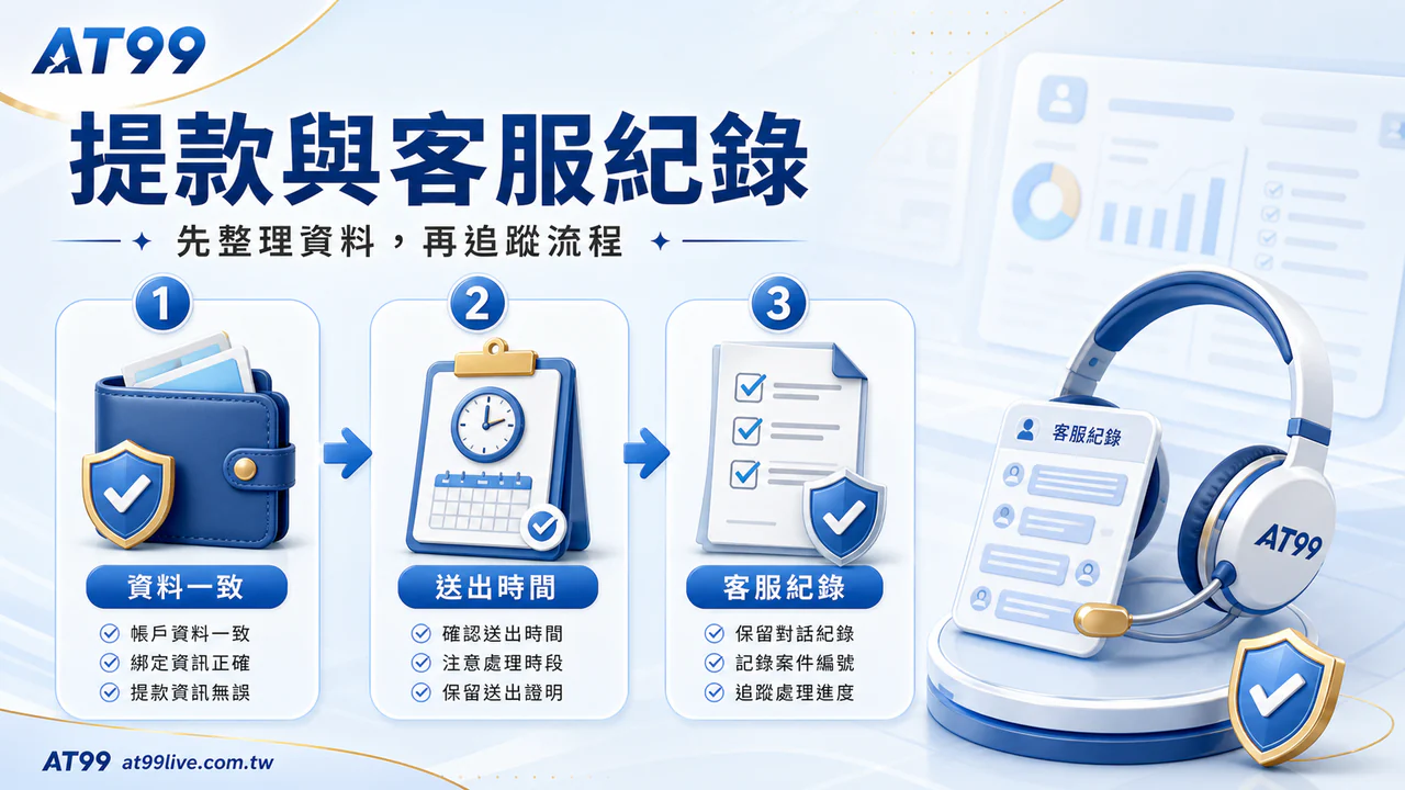 AT99提款與客服紀錄,先整理資料一致、送出時間與客服紀錄